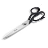 Pair of scissors with black handles on a white background