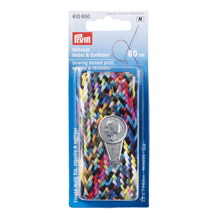  Prym sewing thread plait with needle and threader on a blue packaging