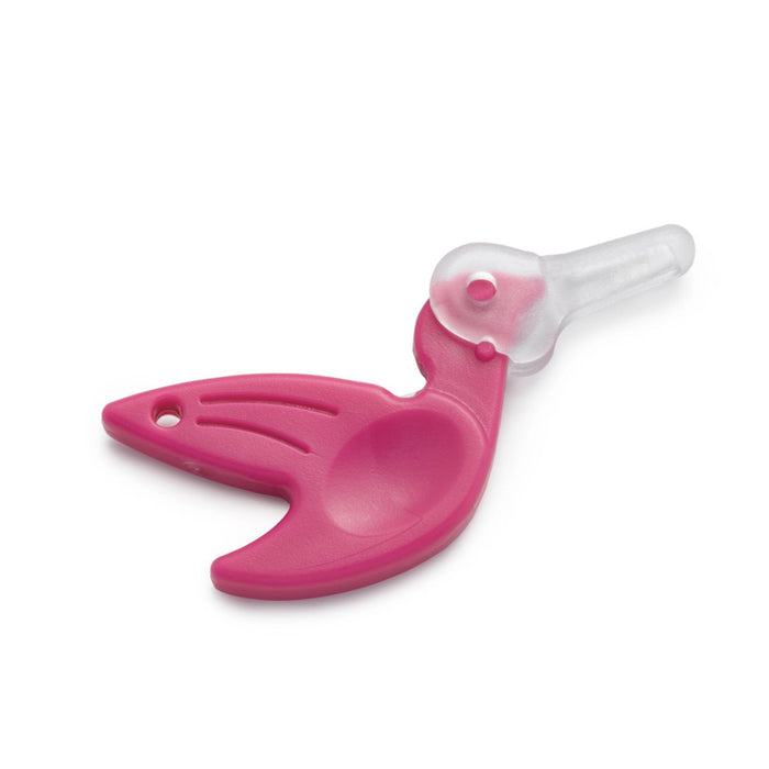 Prym pink birdy needle threader on a white background
