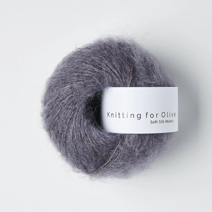 Gray skein of yarn with a 'Knitting for Olive' label on a white background