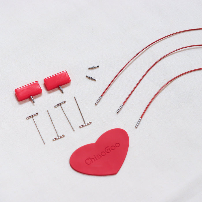 ChiaoGoo Twist Red Lace Shorties interchangeable knitting needle set in mini size.