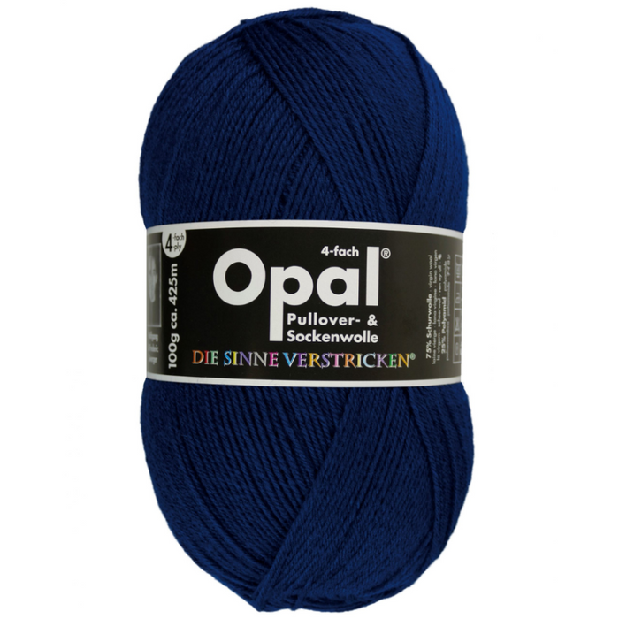Blue ball of yarn with Opal label on a white background
