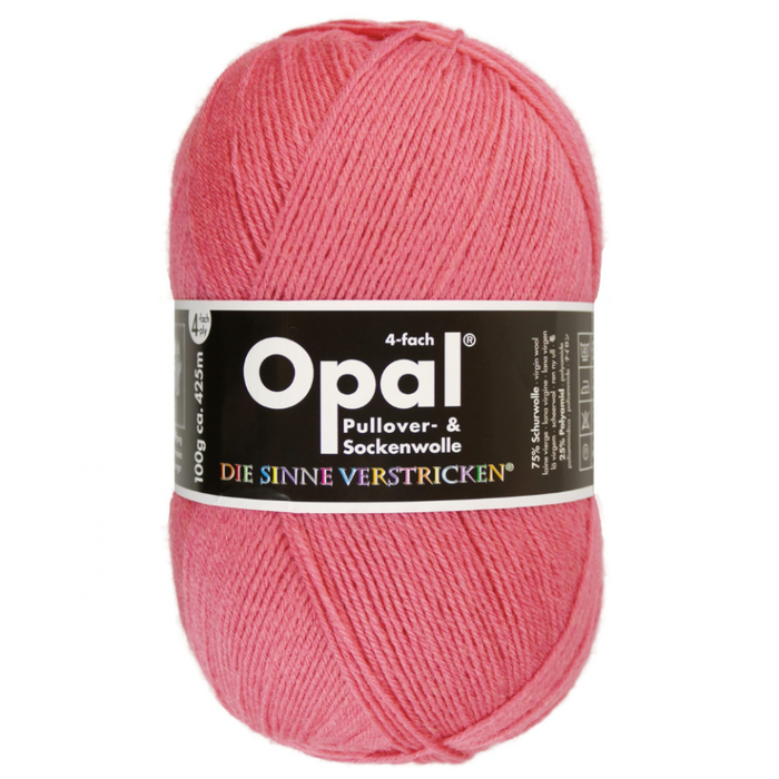 Pink ball of yarn with Opal label on a white background