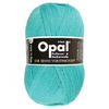 Turquoise skein of yarn with Opal label on a white background