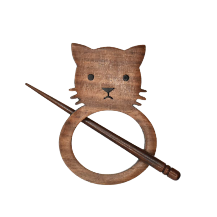 lykke works shawl pin rosewood cat