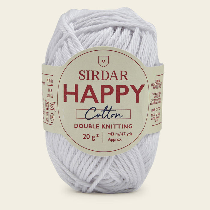 Sirdar Happy Cotton yarn ball with label on a beige background