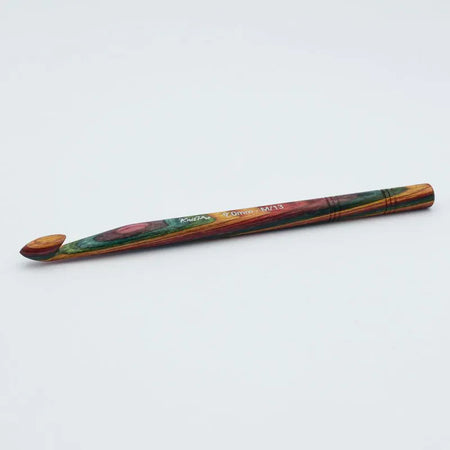 Colorful crochet hook on a white background