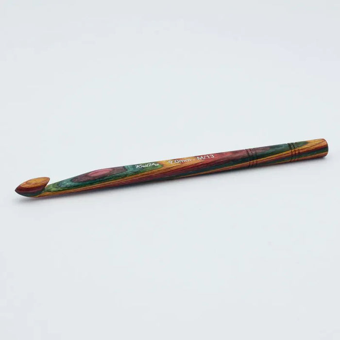 Colorful crochet hook on a white background